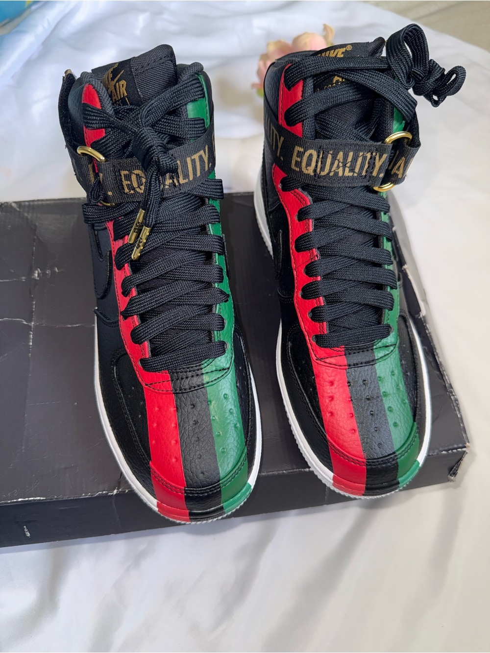 Equality High-Top Sneakers - Black with Red & Green Panels